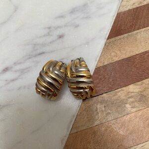 Vintage - Gold and Silver Weave Clip-on Earrings